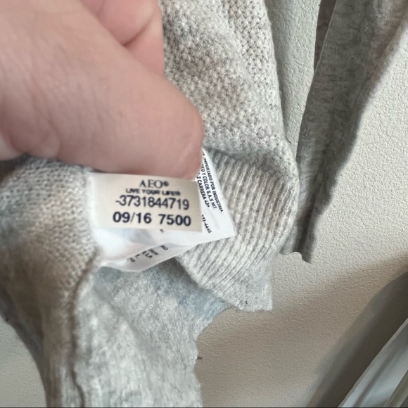 American Eagle Outfitters Ahh-Mazingly soft oatmeal gray sweater navy stripe S - Picture 6 of 7